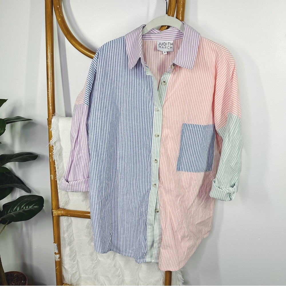 Judith March Colorful Striped Blouse sz S
